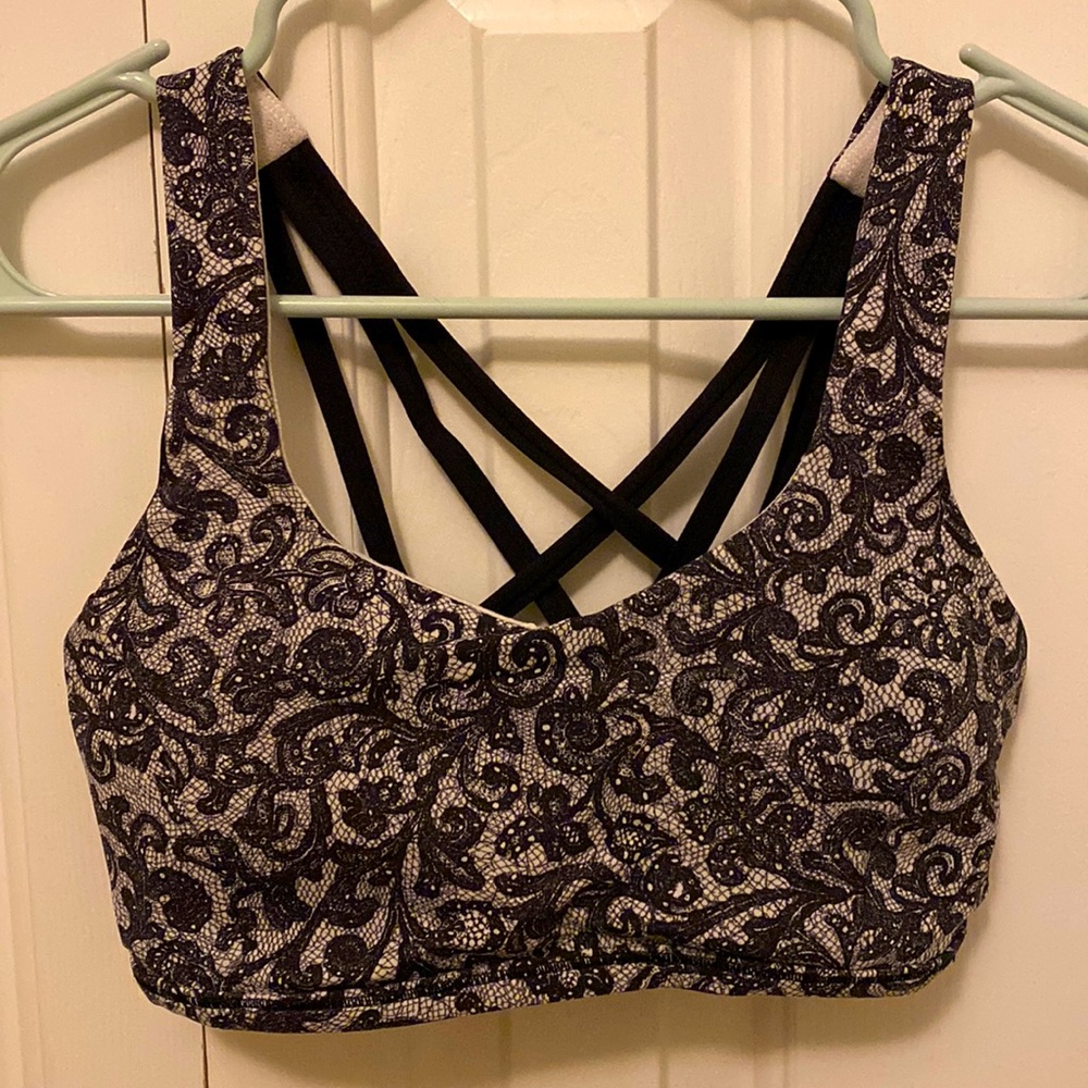 Lululemon Lace-Print, Strappy Sports Bra XS